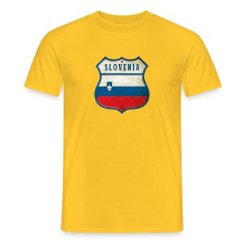 Slowenien Flaggen Wappen Design - Männer T-Shirt - Gelb - Vorne - AI Model Male 178 dark (178cm)