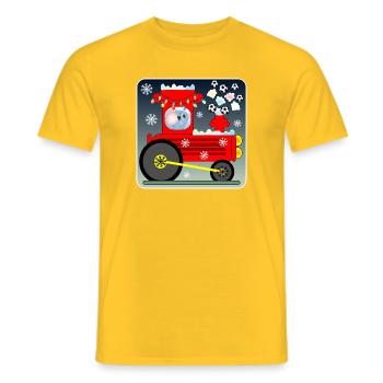 Fußball Lokomotive MAUS - Männer T-Shirt - Gelb - Vorne - AI Model Male 178 dark (178cm)
