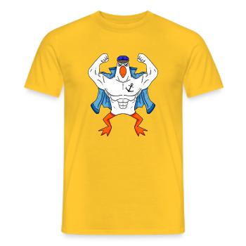 Muskelöse Seemöwe mit Anker Tattoo Möwe Geschenk - Männer T-Shirt - Gelb - Vorne - AI Model Male 178 dark (178cm)