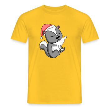 Stinktier Weihnachten Schlafen Schlaf Ausschlafen - Männer T-Shirt - Gelb - Vorne - AI Model Male 178 dark (178cm)