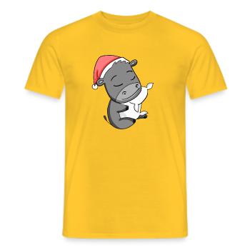 Esel Weihnachten Schlafen Schlaf Ausschlafen - Männer T-Shirt - Gelb - Vorne - AI Model Male 178 dark (178cm)