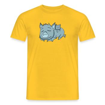 Chauve-souris avec bébé chauve-souris - Famille - T-shirt homme - jaune - Devant - AI Model Male 178 dark (178cm)
