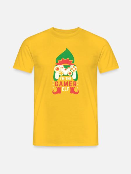 Christmas Elf Gamer bei Digital Embroidery - Männer T-Shirt - Gelb
