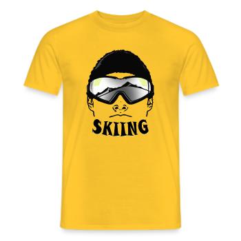 Old Mountain and Authentic Ski Goggles - Men's T-Shirt - yellow - Front - AI Model Male 178 dark (178cm)