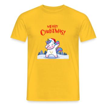 Christmas University with Santa Hat - Men's T-Shirt - yellow - Front - AI Model Male 178 dark (178cm)