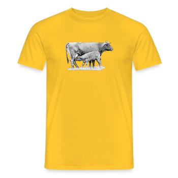 Cow with Calf Farm Farmer Gift - Men's T-Shirt - yellow - Front - AI Model Male 178 dark (178cm)