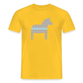 Dala Horse Knitting Pattern Scandinavian Christmas - Men's T-Shirt - yellow - Front - AI Model Male 178 dark (178cm)