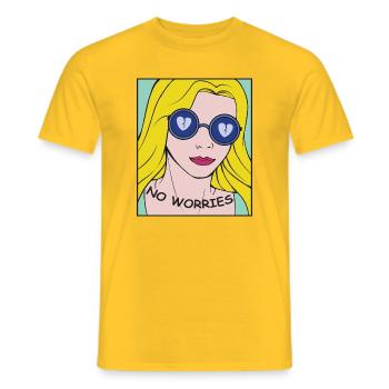 Keine Sorgen Pop-Art Porträt - Männer T-Shirt - Gelb - Vorne - AI Model Male 178 dark (178cm)