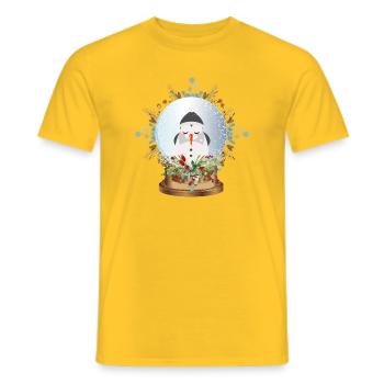 Belle boule à neige nostalgique avec bonhomme de neige - T-shirt homme - jaune - Devant - AI Model Male 178 dark (178cm)