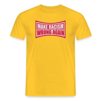 make racism wrong again - Men's T-Shirt - yellow - Front - AI Model Male 178 dark (178cm)