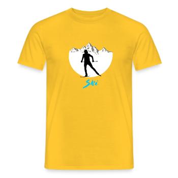 Cross-country skiing - Men's T-Shirt - yellow - Front - AI Model Male 178 dark (178cm)
