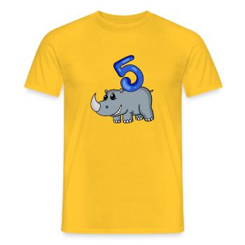 5 Jahre alt - 5. Geburtstag mit Tier Motiv - Männer T-Shirt - Gelb - Vorne - AI Model Male 178 dark (178cm)