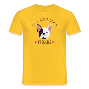 Französische Bulldogge - Das Leben ist besser mit einem Frenchie - Männer T-Shirt - Gelb - Vorne - AI Model Male 178 dark (178cm)