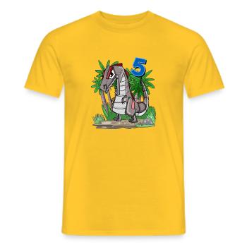5 Jahre alt - 5. Geburtstag mit Tier Motiv - Männer T-Shirt - Gelb - Vorne - AI Model Male 178 dark (178cm)