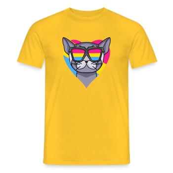 Pansexual Cat British Shorthair Heart Gift - T-shirt homme - jaune - Devant - AI Model Male 178 dark (178cm)