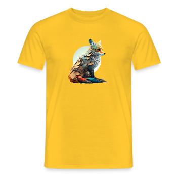 Farbenfroher Fuchs mit bunten Blättern - Männer T-Shirt - Gelb - Vorne - AI Model Male 178 dark (178cm)