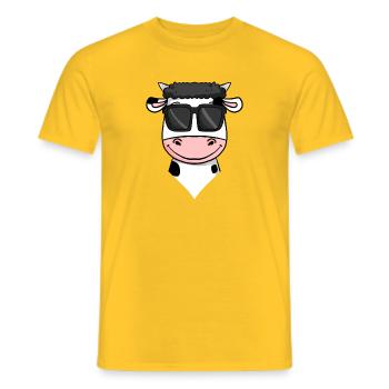 Vache avec des lunettes de soleil - T-shirt homme - jaune - Devant - AI Model Male 178 dark (178cm)
