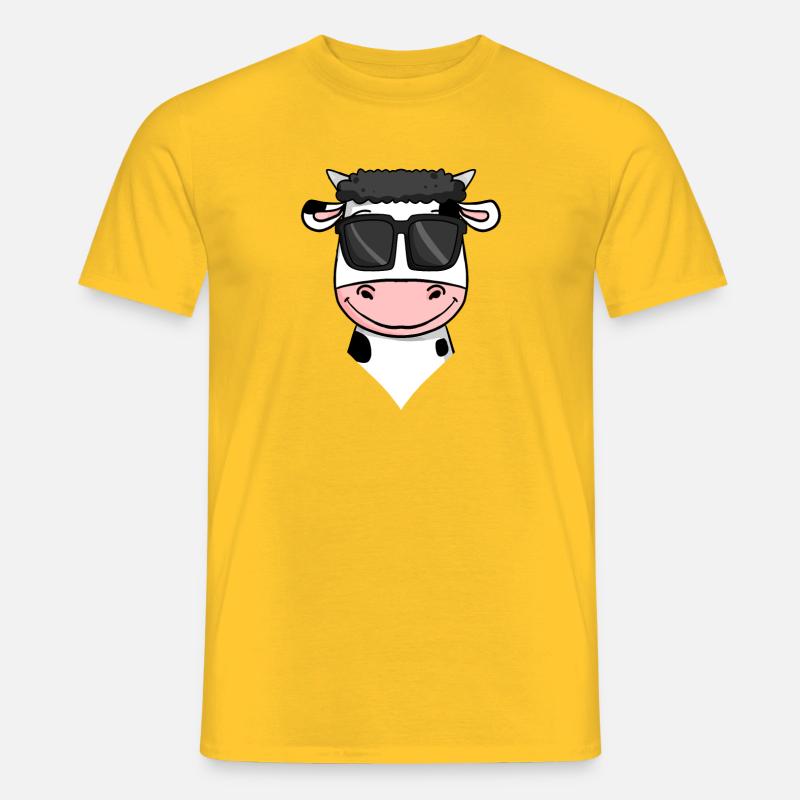Kuh mit Sonnenbrille - Männer T-Shirt - Gelb