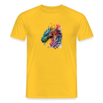 Watercolor Dragon - Men's T-Shirt - yellow - Front - AI Model Male 178 dark (178cm)