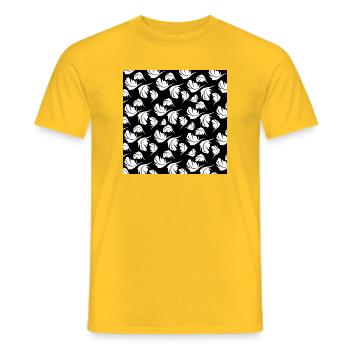 tees mit federmuster, daunenfedermuster dunkel - Männer T-Shirt - Gelb - Vorne - AI Model Male 178 dark (178cm)