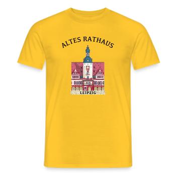 Kultiges Altes Rathaus Leipzig, Sachsen - Männer T-Shirt - Gelb - Vorne - AI Model Male 178 dark (178cm)