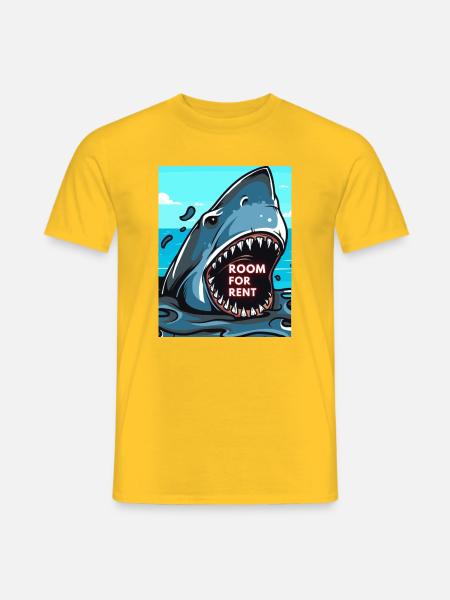 Shark Hai lustiger Spruch Comic - Room for Rent - Männer T-Shirt - Gelb