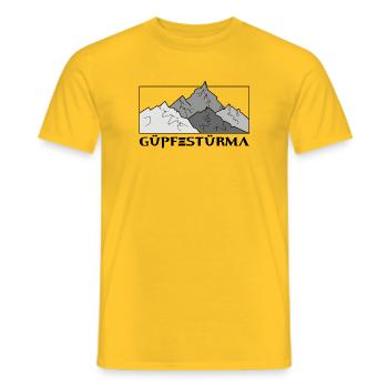 Güpfestürma - Alpiniste au sommet, dialecte autrichien - T-shirt homme - jaune - Devant - AI Model Male 178 dark (178cm)