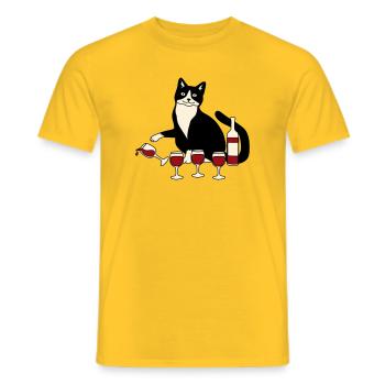 Cat wine glass - Men's T-Shirt - yellow - Front - AI Model Male 178 dark (178cm)