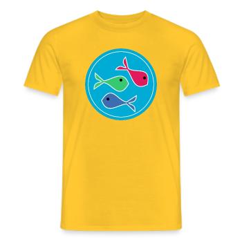 SARDINE. FISH. APRIL FOOL. EASTER. SEA - Men's T-Shirt - yellow - Front - AI Model Male 178 dark (178cm)