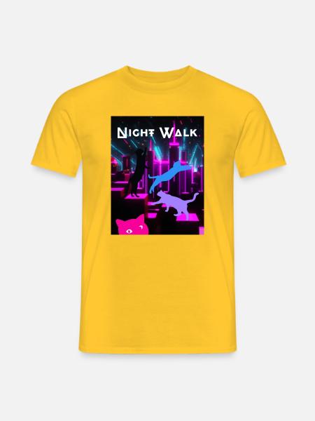 Cool Cats CAT NIGHT WALK Big City Party Time Neon - Männer T-Shirt - Gelb