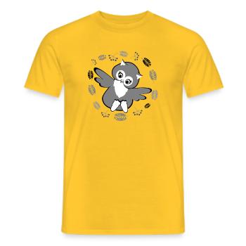 Playful owl in autumn leaves - Men's T-Shirt - yellow - Front - AI Model Male 178 dark (178cm)