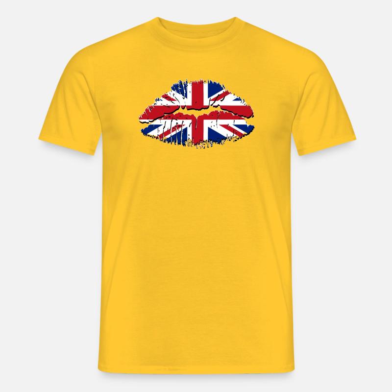 Pop Art Union Jack Lips - Männer T-Shirt - Gelb