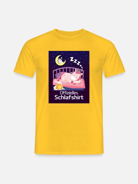 Offizielles Schlafshirt Pyjama Nachthemd Einhorn - Männer T-Shirt - Gelb