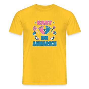Baby on the way funny design expectant parents - Men's T-Shirt - yellow - Front - AI Model Male 178 dark (178cm)