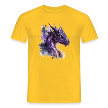 Purple Watercolor Dragon - Men's T-Shirt - yellow - Front - AI Model Male 178 dark (178cm)