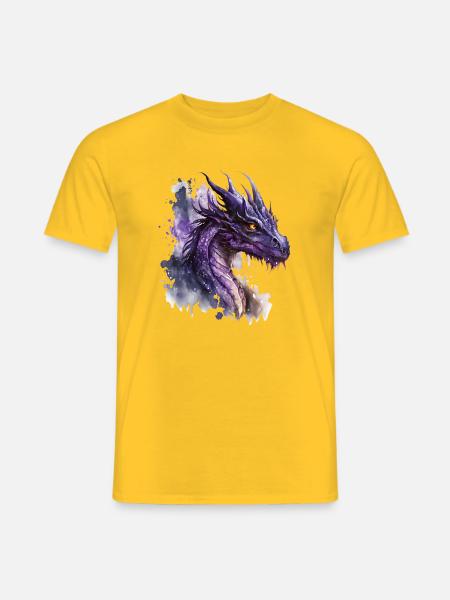 Aquarelle Violette Dragon - T-shirt homme - jaune
