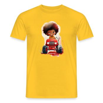 Kleines Kind mit rotem Traktor - Männer T-Shirt - Gelb - Vorne - AI Model Male 178 dark (178cm)