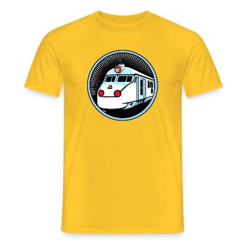 Train, locomotive, railway - Men's T-Shirt - yellow - Front - AI Model Male 178 dark (178cm)