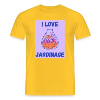 I LOVE,JARDINAGE,PRINTEMPS,HUMOUR,RETRAITE - T-shirt homme - jaune - Devant - AI Model Male 178 dark (178cm)