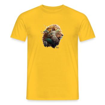Schöner Löwe, Federn in der Mähne des Löwen - Männer T-Shirt - Gelb - Vorne - AI Model Male 178 dark (178cm)