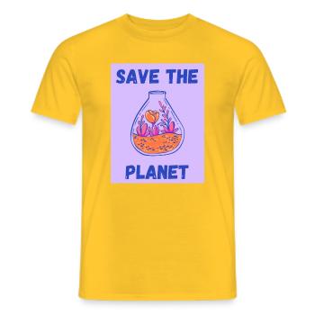 ECOLOGY. PLANET. NATURE. GARDEN. TREE. FLOWER - Men's T-Shirt - yellow - Front - AI Model Male 178 dark (178cm)