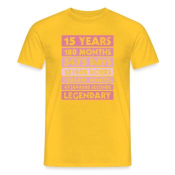 15 years legendary - Anniversary - Company - Anniversary - Men's T-Shirt - yellow - Front - AI Model Male 178 dark (178cm)