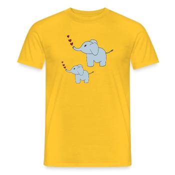 Éléphants père et fils - T-shirt homme - jaune - Devant - AI Model Male 178 dark (178cm)