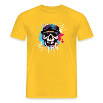 Rue urbaine Skull et Splash - T-shirt homme - jaune - Devant - AI Model Male 178 dark (178cm)