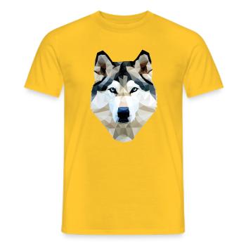 Polygone de chien husky - T-shirt homme - jaune - Devant - AI Model Male 178 dark (178cm)