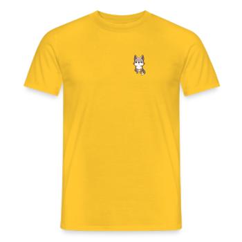Cute Wolf Wolfhound Kawaii Husky Design Pocket - Men's T-Shirt - yellow - Front - AI Model Male 178 dark (178cm)