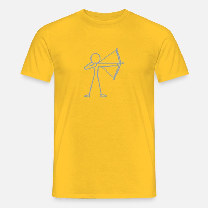 Strichmännchen Bogen Bogenschießen Bogenschütze - Männer T-Shirt - Gelb