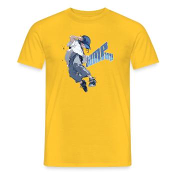 Anime Jump Parkour Streetstyle Sport - T-shirt homme - jaune - Devant - AI Model Male 178 dark (178cm)