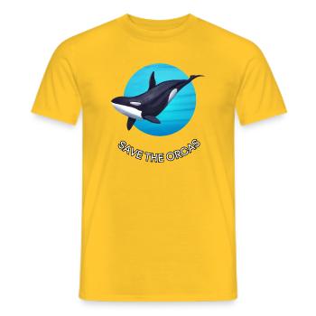 Protection des orques - Sauvez les orques - T-shirt homme - jaune - Devant - AI Model Male 178 dark (178cm)