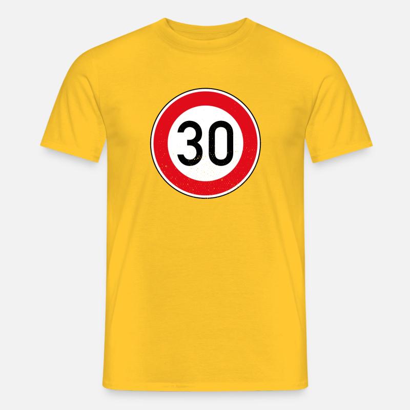 30. Geburtstag Schild Tempolimit Geschenk Tempo 30 - Männer T-Shirt - Gelb